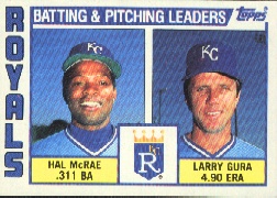 1984 Topps      096      Kansas City Royals TL#{Hal McRae#{Larry Gura#{(Che